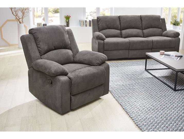 Sessel JOCKENHÖFER GRUPPE Dakota, B: 97 cm, Sitzhöhe: 47 cm , grau (anthrazit), B:97cm H:97cm T:87cm, Sessel, Sessel, mit Relax- & Liegefunktion, Taschenfederkern-Polsterung