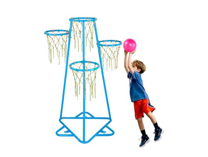 VEVOR Panier de Basket-ball Enfants avec 4 Paniers à 4 Hauteurs\, 3 Ballons de Basket\, Pompe à Air\, Installation Facile\, Jouets Basket-ball pour Enfants Tous Ages\, Garçons\, Filles\, Intérieur\, Extérieur