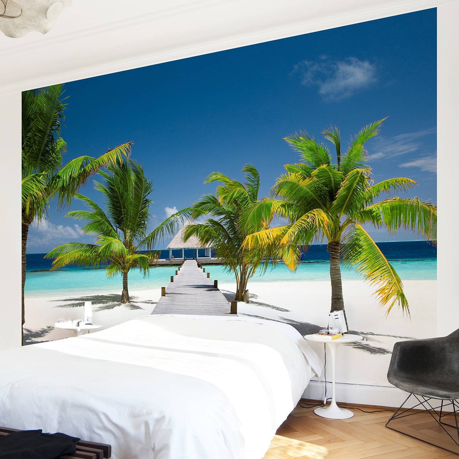 home24 Vliesbehang Catwalk to Paradise Multicolour Blauw B: 288 cm, H: 190 cm