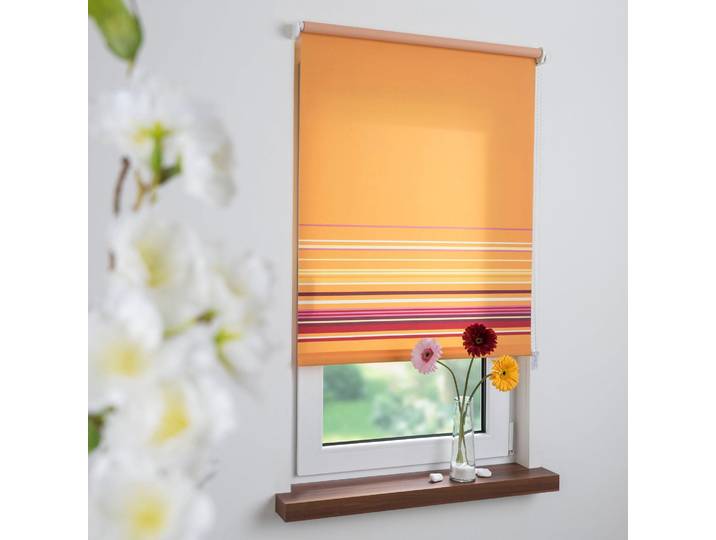 Seitenzugrollo LIEDECO Dekor Bordüre Gr. 2, orange, B:82cm H:180cm, Polyester, Rollos, Seitenzugrollo, Seitenzugrollo Dekor Bordüre