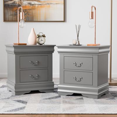 Furniture of America Mayday Traditional Solid Wood 2-Drawer Nightstand (Set of 2)