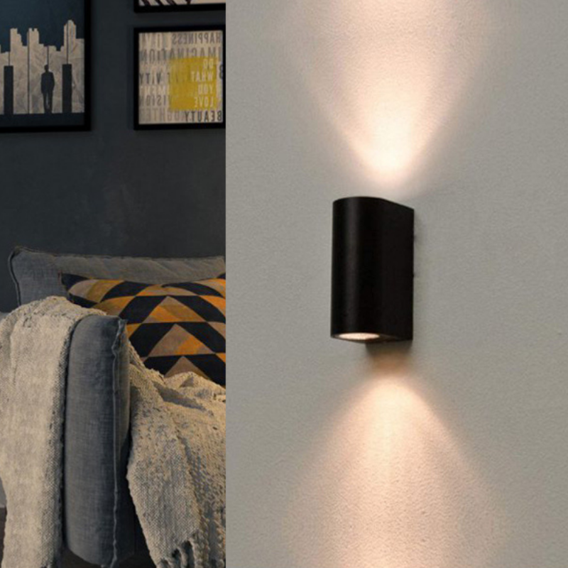 Optonica Applique Murale Noire LED IP44 double faisceau GU10