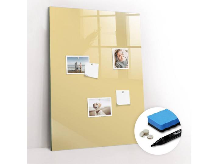 Tulup Magnettafel 70x100 Creme schwarzer Marker, Glas, 70x0.4x100 cm, Bilder & Rahmen, Pinnwände & Magnettafeln