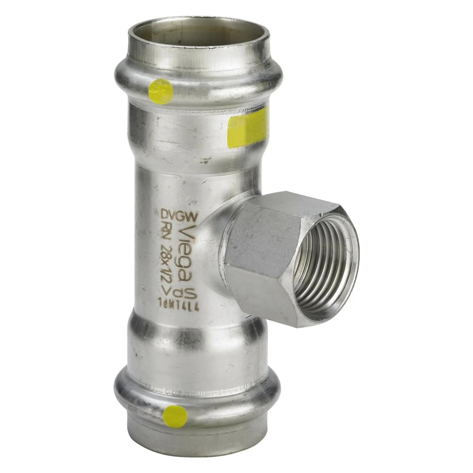 Viega Sanpress Inox G-T-Stück, d1 22, Rp 3/4, d2 22 Stahl nichtrostend Modell 0217.2 (T-Verbindung) (486686)