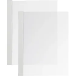 100 Einbanddeckel Folie A4, NOBLESS, Kartonleiste mit Aufschlag-Rille grau, transparent, PE
