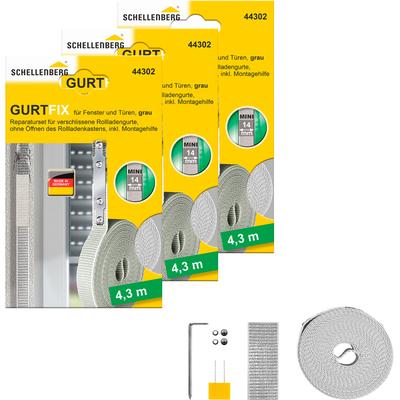 Reparatur-Set SCHELLENBERG "Rollladen Gurtfix für das Rollladensystem Mini", grau, 3 Stk., Reparatur-Sets, für alte Gurtbänder in unterschiedlichen Farben, 14 mm x 4,3 m