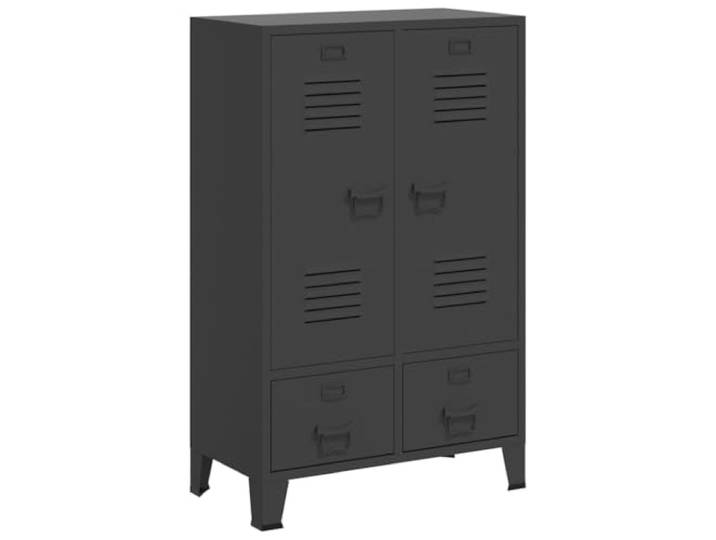 HKQWPBF Kleiderschrank Industrie-Stil Anthrazit 67x35x107 cm Stahl 2 Einlegeböden,2 kugelgelagerte Schubladen,Namenskartenhalter,Lüftungsschlitze,Stahl,Anthrazit,Lagerschrank