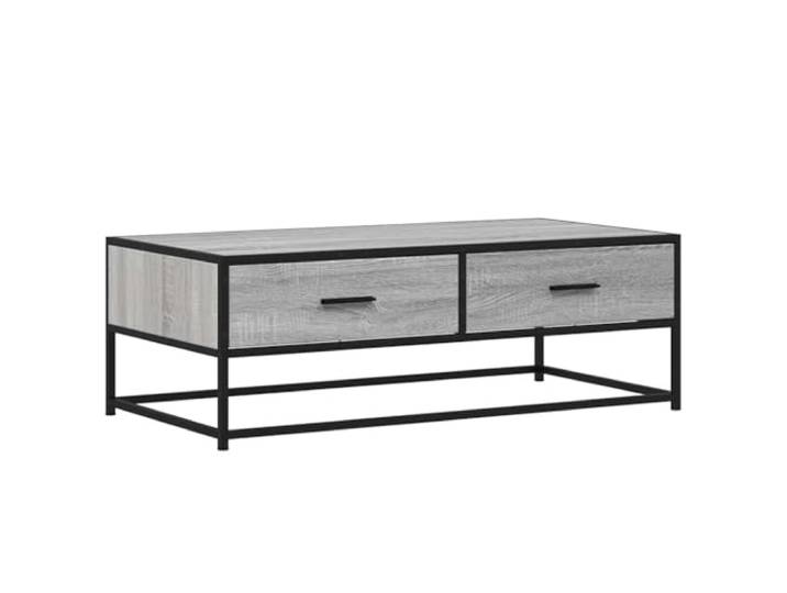 LKJephalotrope Couchtisch Grau Sonoma 100x50x35 cm Holzwerkstoff Metall Moderner Beistelltisch für das Wohnzimmer mit integrierter Ablage für Bücher und Zeitschriften im Industrie-Design.
