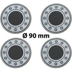 4 x Ø 90 mm Polymere Aufkleber / Schrauben-Optik / Nabenkappen, Felgendeckel