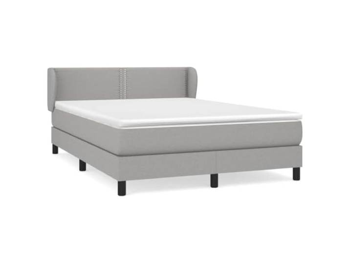 PUGYNBK Boxspringbett, 140 x 200 cm, mit Matratze, grauer Stoff Verstellbares Kopfteil, Taschenfedern, mittlere Festigkeit, weicher Schutz, einfache Montage