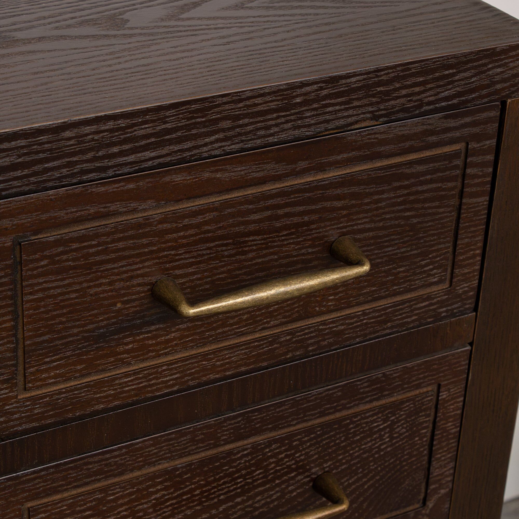 Dark Wood 4 Drawer Dressing Table - Kingsley Range Wood, Metal