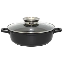 ELO Runde Servierpfanne 32cm mit Glasdeckel mit Aromaknopf "Alucast"