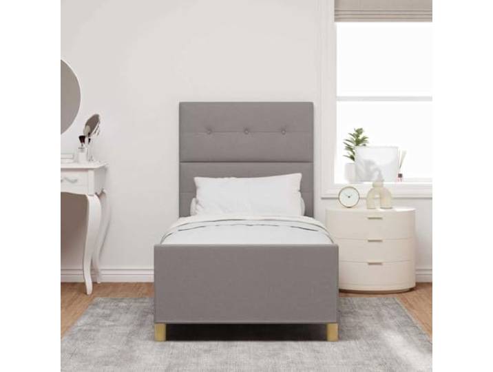 KTHLBRH Bettgestell mit Kopfteil taupe 90 x 190 cm Einfaches Design, robuste Konstruktion, Stoffbezug, ohne Box Spring