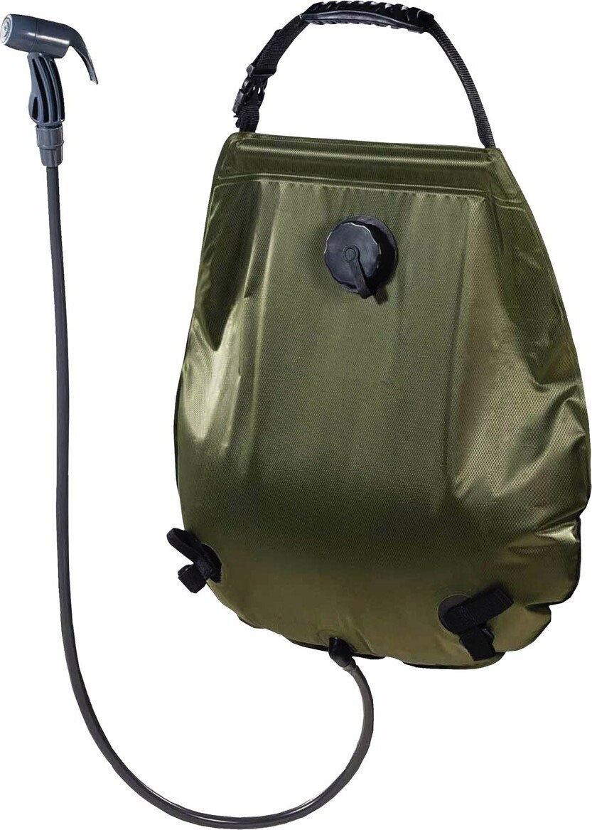 MFH Zonne douche Deluxe, 20 liter, olijfgroen, met transporttas