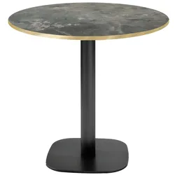 RestooTab - Tisch Round Ø70cm Dekor metallisierter Stein Kanten messingfarben