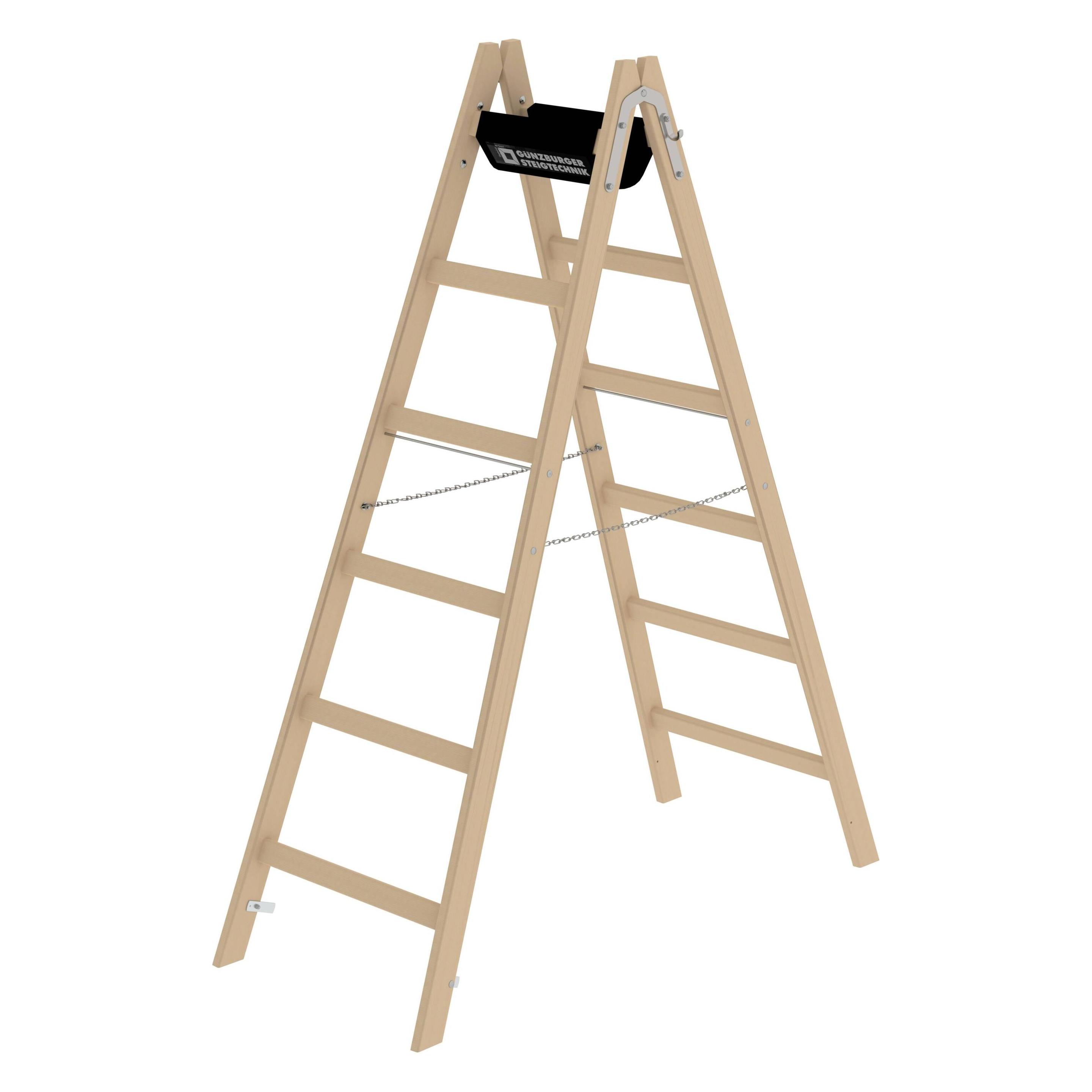 Munk Sprossen-Stehleiter Holz 2x6 Sprossen (Stehleiter, 179 cm) (033212)