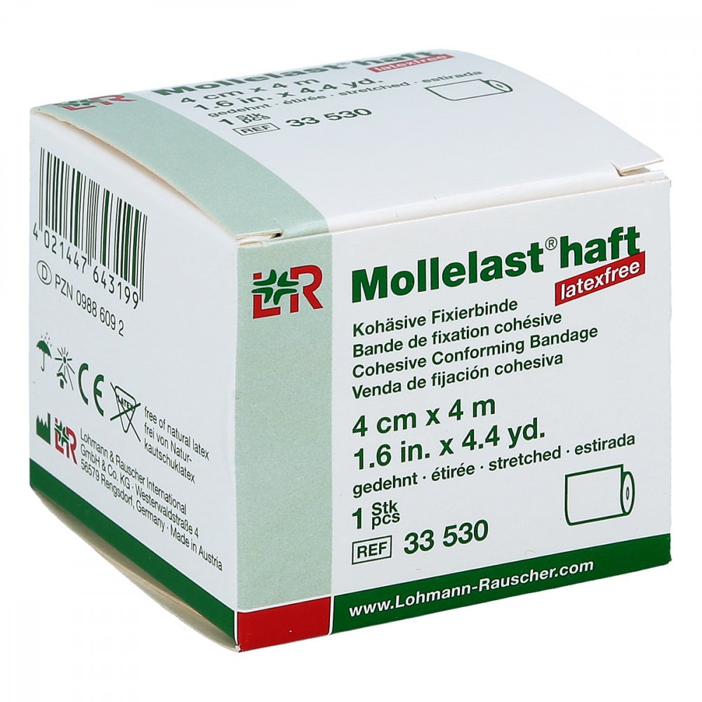 Lohmann & Rauscher GmbH & Co.KG Mollelast haft latexfrei 4cmx4m gedehnt weiss 09886092