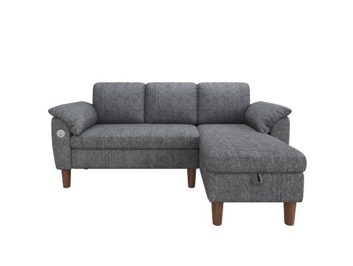 Oxeza Ecksofa 181/125/88 cm Hellgrau mit Stauraum-Chaiselongue und USB/Type-C-Ladeanschluss, Mode, Füllung: Taschenfederkern, seitenverkehrt montierbar,L-Form, 181x125 cm, Wohnzimmer, Sofas & Couches, Wohnlandschaften, Ecksofas