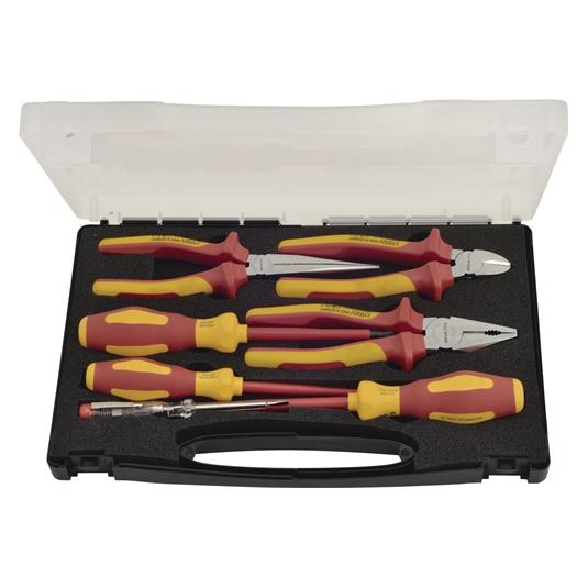 Tecwerk Zangen-/Werkzeugsatz 7-teilig Mehrkomponentenhüllen Kunststoffkoffer VDE (160 mm) (2000810027)