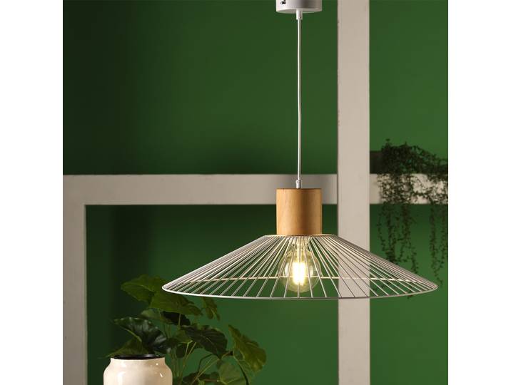 Suspension Filomena 60 x 120 x 60cm Blanc Matériau : Métal Surface en métal : Brossé Type de métal : Fer E27