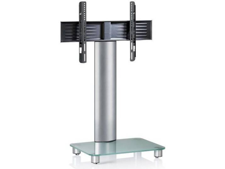 TV-Rack, Silber, 60x100x44 cm, Metall & Glas, Schwenkbar, Modern, MID.YOU