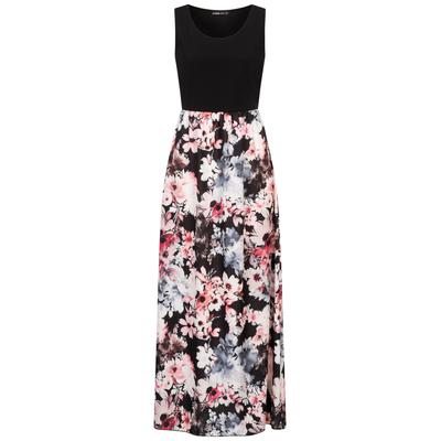 Shirtkleid CLOUD 5IVE "CLOUD 5IVE Cloud5ive Damen Maxi Kleid Blumen Muster", Damen, Gr. L, US-Größen, bunt (schwarz), 95% Polyester, 5% Elasthan, normal, ohne Ausschnitt, Kleider Shirtkleid