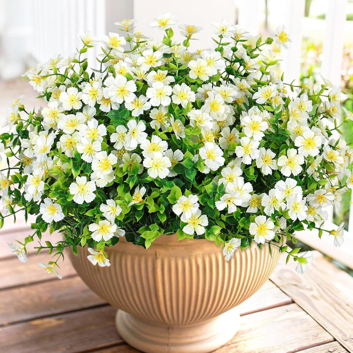 12 Bundels UV-bestendige Kunstbloemen voor Binnen en Buiten, Wit