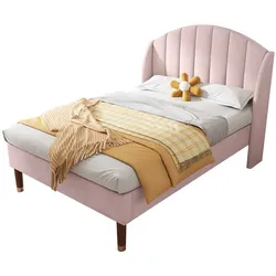 STILVORA Polsterbett 90x200 mit Samtbezug, hohem Kopfteil Königsize Bett, stabilen 20 cm Füßen, inkl. Lattenrost, geräumiges modernes Schlafzimmer Rosa