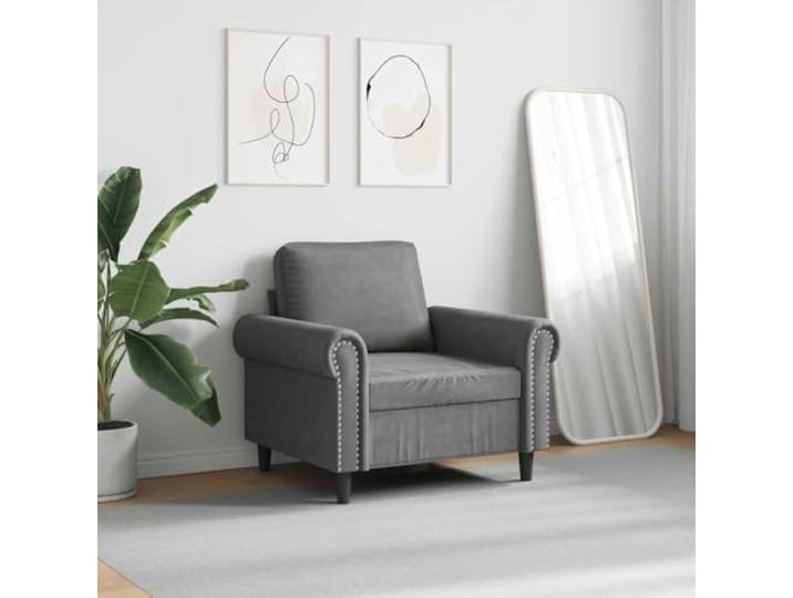 KTHLBRH Sessel dunkelgrau 60 cm Samt Gestell aus Metall, Füllung aus Schaumstoff, Tragkraft 110 kg, modernes Design