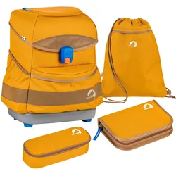 finkid BUDDY CLASSIC 4tlg. Schulranzenset - golden yellow/cinnamon Koffer24