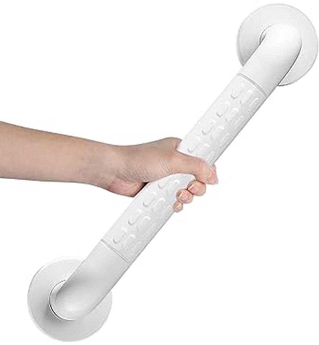 Antislip wandbeugel in wit met reflecterende strips, lengte: 50 cm