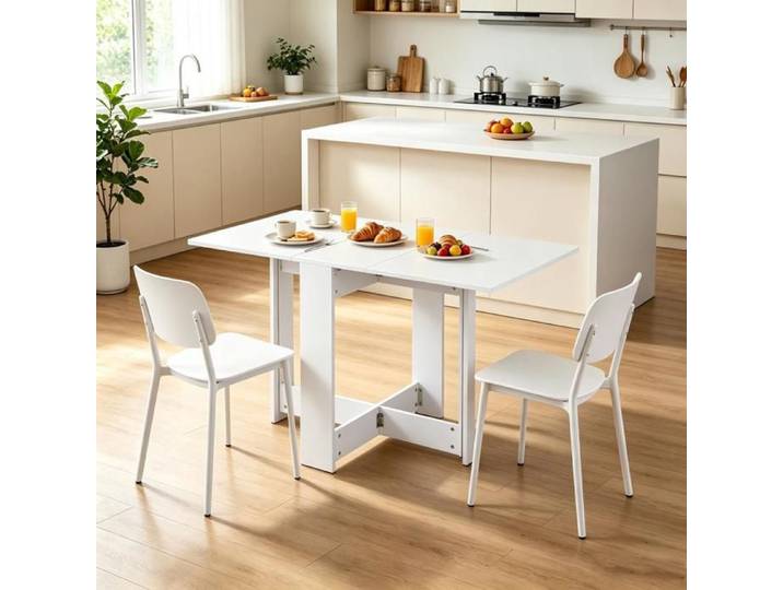 PIPIPOXER Table à manger pliable extensible blanche table console gain de place pour cuisine salle à manger petit appartement