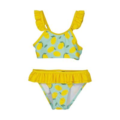 Bustier-Bikini BLUE SEVEN, Mädchen, Gr. 92 (98), N-Gr, gelb (aqua), Elasthan, Polyester, bedruckt, Bikini-Sets