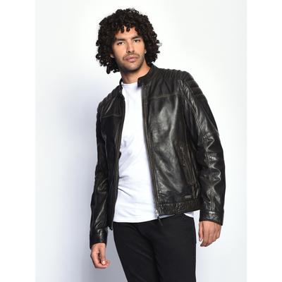 Lederjacke MUSTANG "Whyte", Herren, Gr. S, braun, Obermaterial: 100% Lammleder. Innenfutter: 100% Baumwolle. Ärmelfutter: 100% Polyester, ohne Bündchen, Jacken