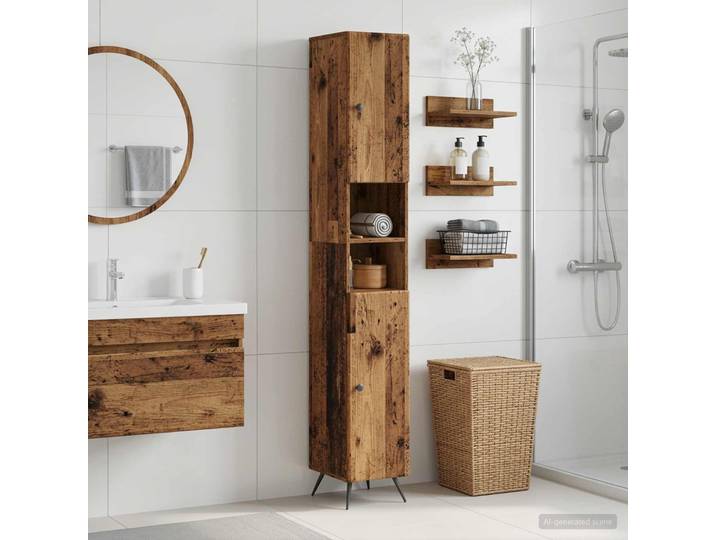 vidaXL Badezimmerschrank mit offenem Regal BREDA Altholz