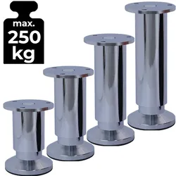 ID Dinkel 8 Möbelfüße Sofafuß Möbelbeine CHROM GLANZ Höhe 18 cm 38 mm stabile Ausführung Sofa Bett Schrank