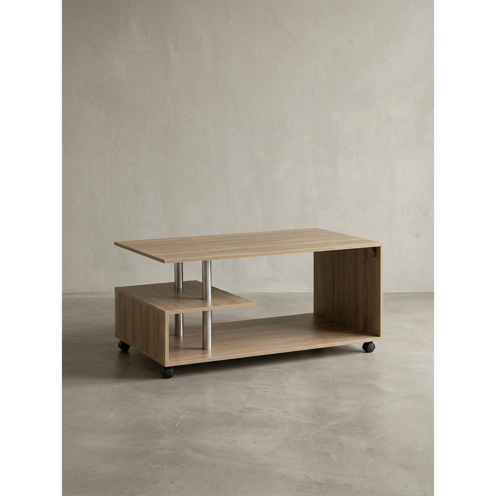 Couchtisch Sonoma Drehbar 105x48.5x60cm mit Rollen und Stauraum