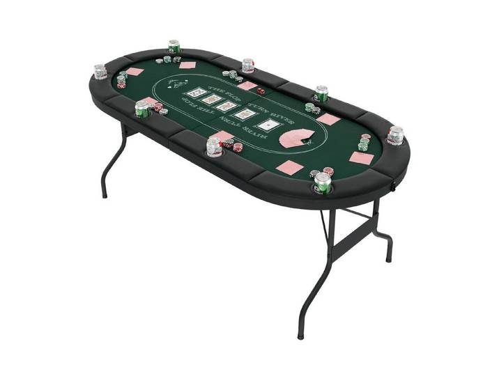 COSTWAY Spieltisch, Pokertisch, klappbar 182 x 82 x 75 cm für 8 Spieler
