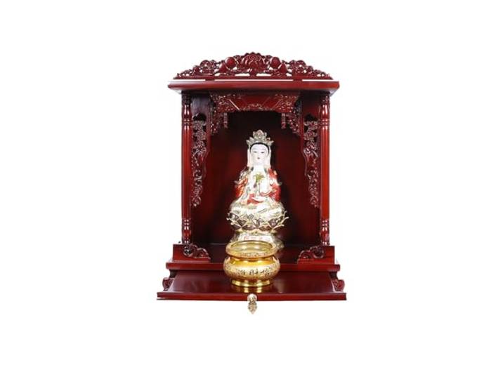 Coal2ToalPW An der Wand montierter Altartisch aus Holz mit Schublade for den Vitrinenschrank des buddhistischen Schreins Pooja zu Hause(Rosewood,X-Large)