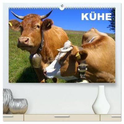 Kühe / Geburtstagskalender (hochwertiger Premium Wandkalender 2027 DIN A2 quer), Kunstdruck in Hochglanz
