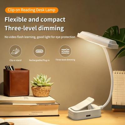 Uplift Picks Rechargeable Clip On LED Desk Lamp With Flexible Dimmable Gooseneck Light horizontal
