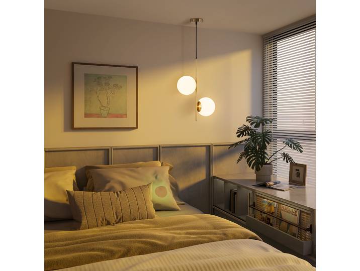 HOMCOM Lustre Moderne Double-Tête Réglable Ton Doré