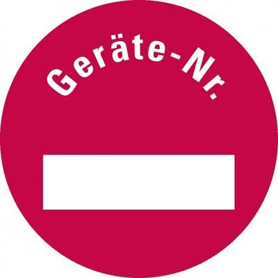 Aufkleber I Inventaretikett Geräte-Nr., rot, Dokumentenfolie, selbstklebend, Ø 30mm, 18/Bogen