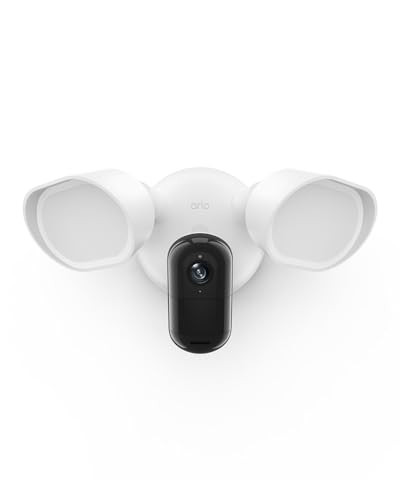 Arlo 2K Floodlight Camera Draadloze buitencamera met 2K-resolutie, 160° groothoek, kleuren-nachtzicht en LED-verlichting