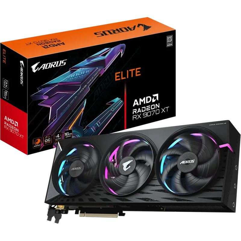 16GB Gigabyte Radeon RX 9070 XT AORUS Elite 16G Aktiv PCIe 5.0 x16 (Retail)