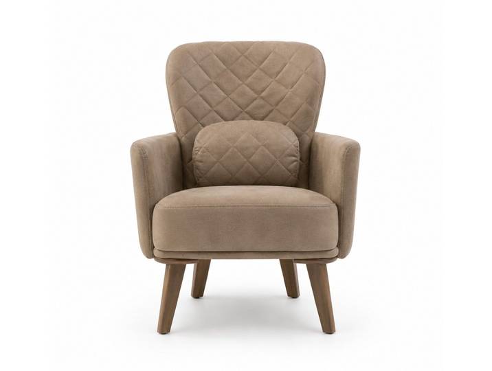 Xlmoebel Sessel Beiger Loungesessel mit gestepptem Kissen aus Italien (1-St., 1-tlg), Made in Europa