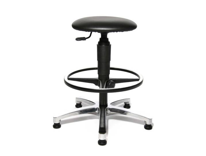 Bürohocker Topstar Tec 60 mit hoher Gasfeder Schwarz/Verchromt, Teppichrollen, Dynamisches Sitzen - optimal für gesundes Sitzen