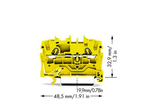 WAGO 2002-1206 Durchgangsklemme 5.20mm Zugfeder Gelb 100St.