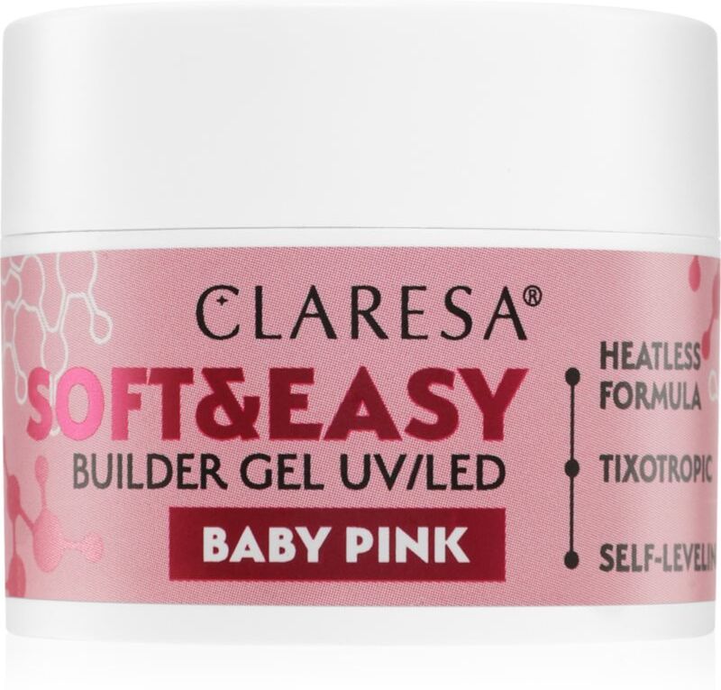 Claresa Soft&Easy Builder Gel gel base coat for nails shade Baby Pink 12 g