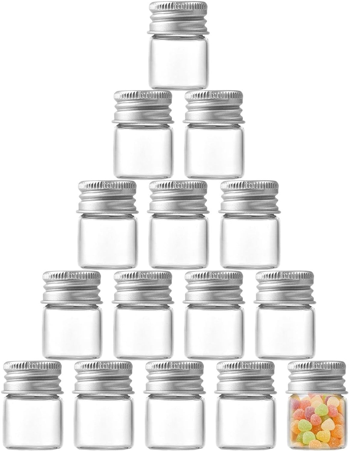 15 stuks Kleine glazen testflessen met schroefdop, 5 ml, lege cosmetische containers voor vloeistoffen, kruiden en monsters